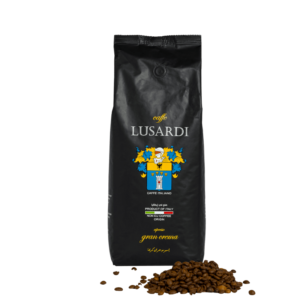 Sac Caffe Lusardi Espresso Gran Crema avec grains visibles