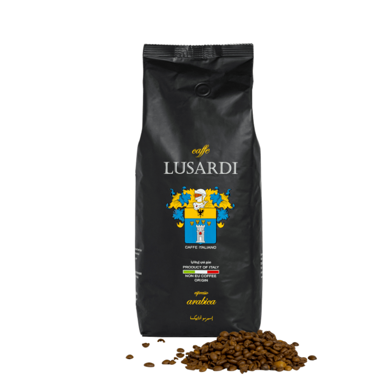 Caffe Lusardi Espresso Arabica sack with visible beans