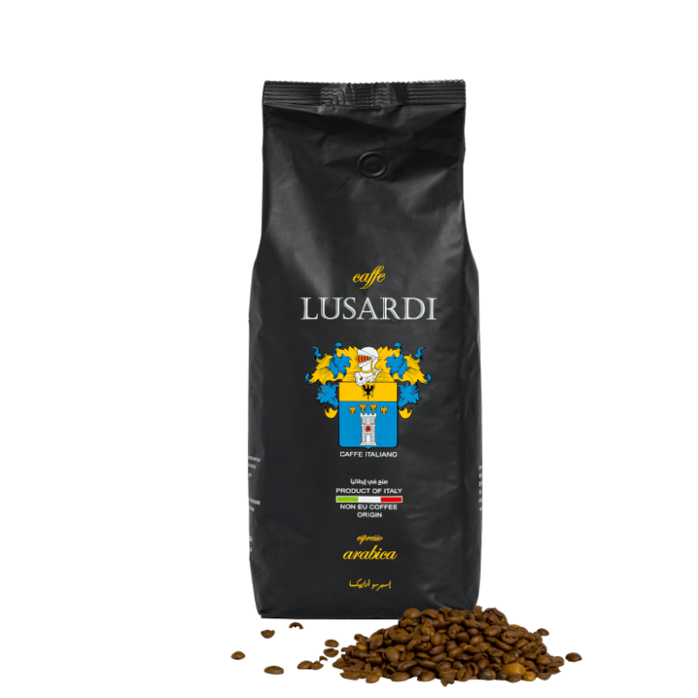 Caffe Lusardi Espresso Arabica Sack mit sichtbaren Bohnen