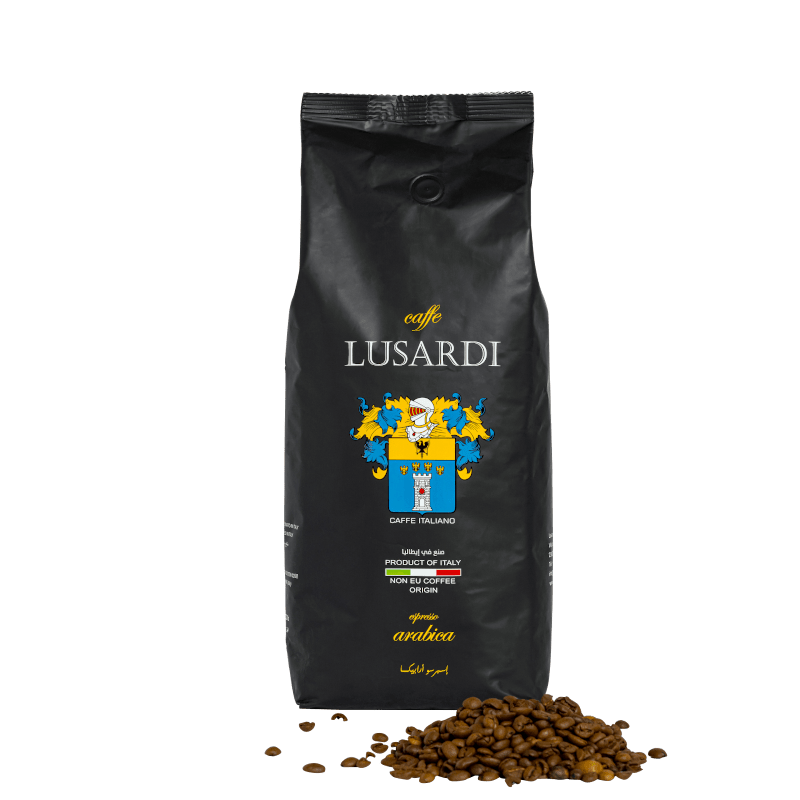 Caffe Lusardi Espresso Arabica sack with visible beans