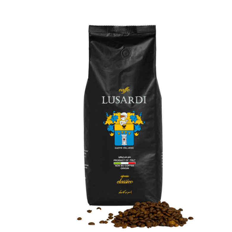 Caffe Lusardi Espresso Classico Sack mit sichtbaren Bohnen